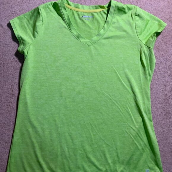 Xersion Performance Wear Women's Sz Large Neon Green V Neck Short Sleeve (G) - Picture 1 of 8